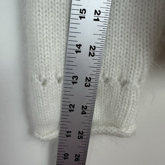 Pandemonium Angora Blend Lace Sweater Women XL Cream L/S Preppy Quiet Luxury - Picture 7 of 8